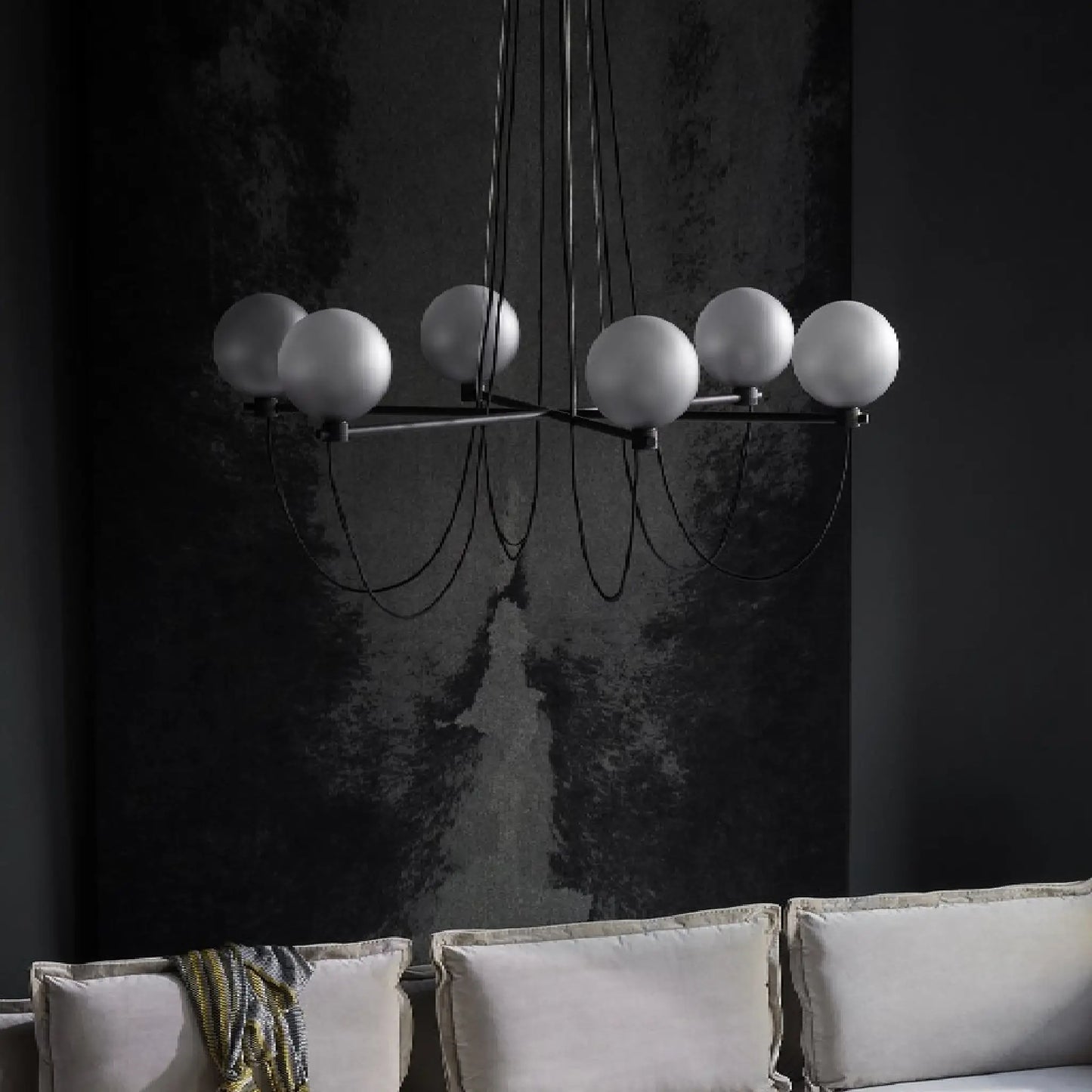 Bagnoregio | Misty Gray Retro LED Chandelier with Glass Ball made in Loft Design