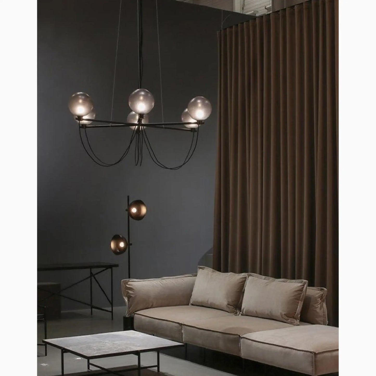 Bagnoregio | Misty Gray Retro LED Chandelier with Glass Ball made in Loft Design