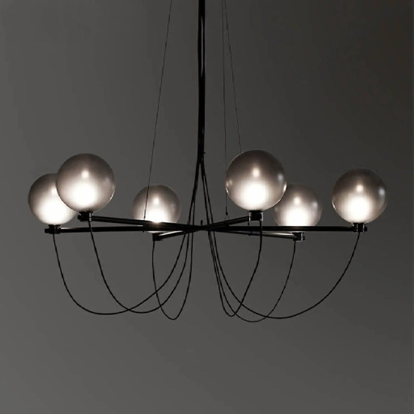 Bagnoregio | Misty Gray Retro LED Chandelier with Glass Ball made in Loft Design