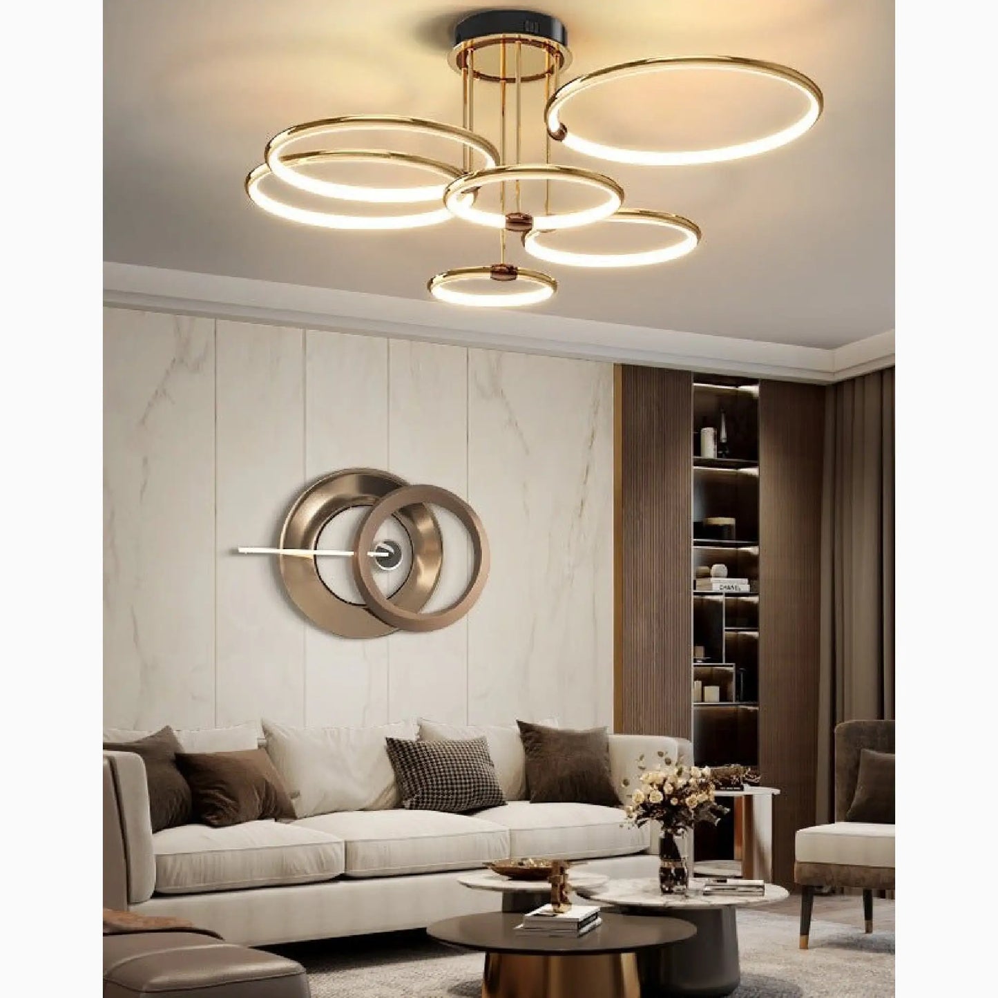 Bagolino | Luxury Ring LED Chandelier made of Electroplated Metal for Living Room, Bedroom