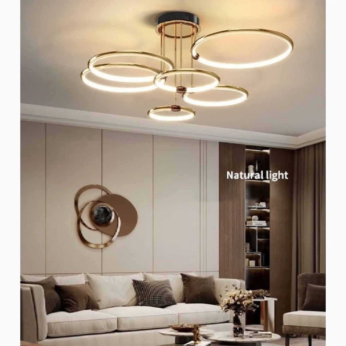 Bagolino | Luxury Ring LED Chandelier made of Electroplated Metal for Living Room, Bedroom