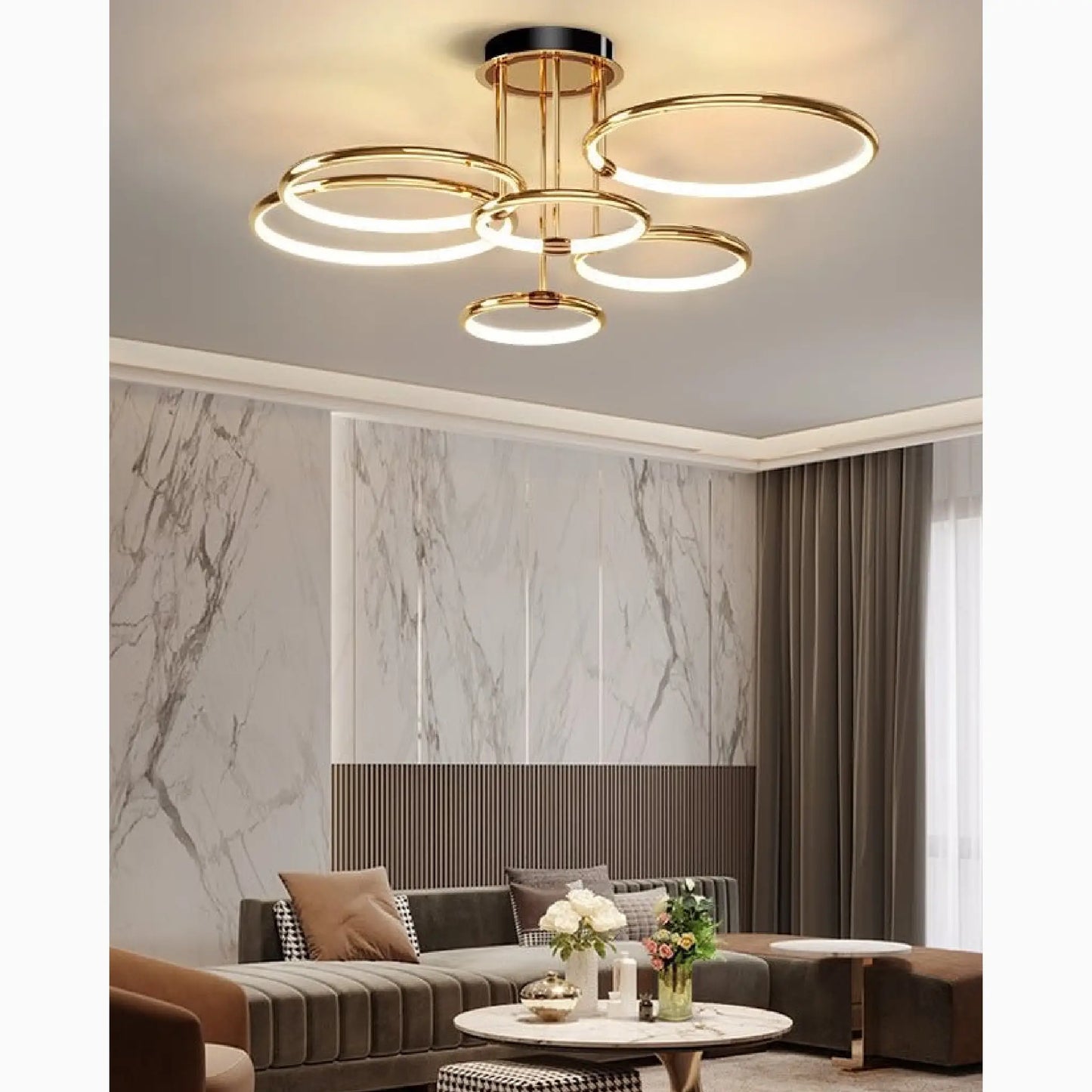 Bagolino | Luxury Ring LED Chandelier made of Electroplated Metal for Living Room, Bedroom