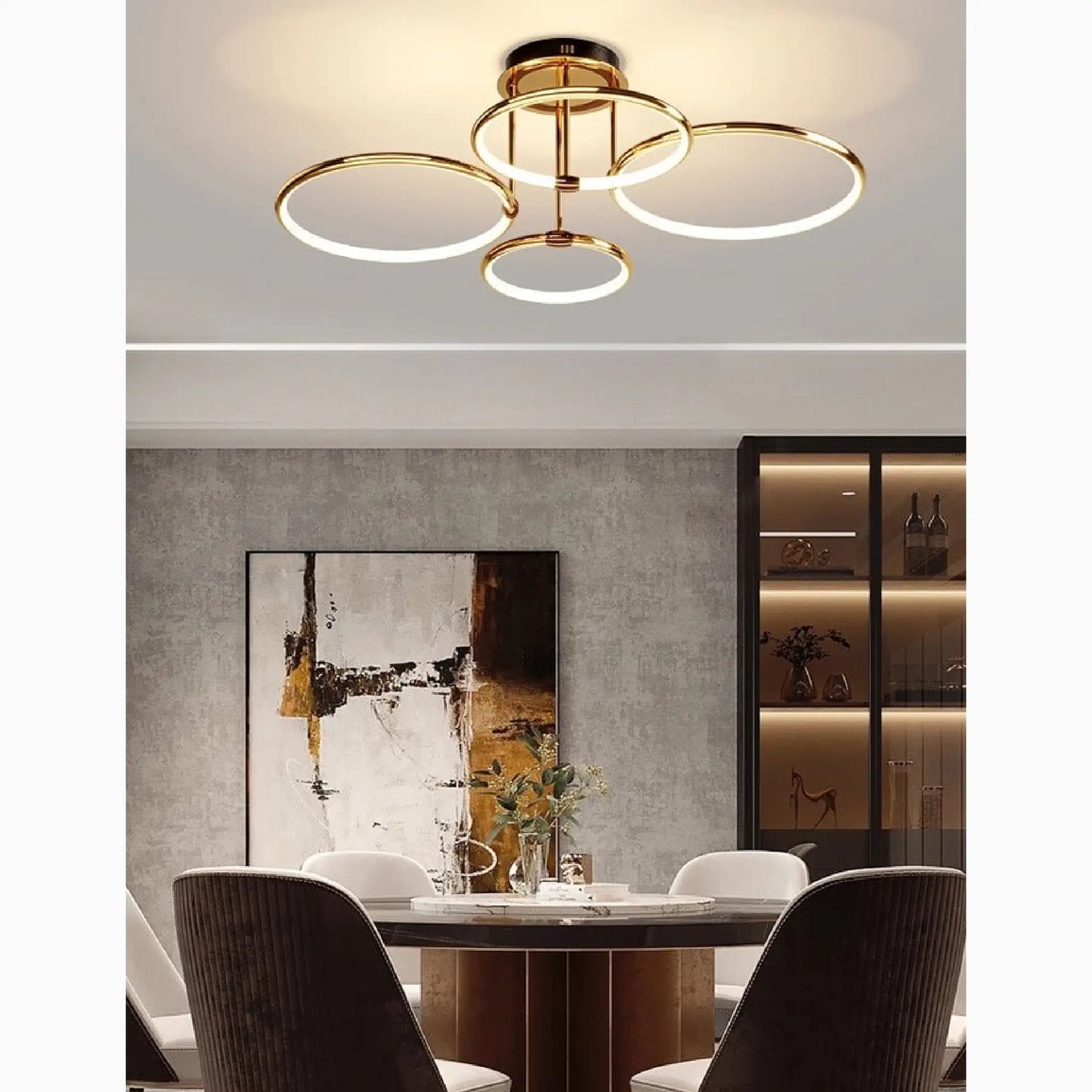 Bagolino | Luxury Ring LED Chandelier made of Electroplated Metal for Living Room, Bedroom