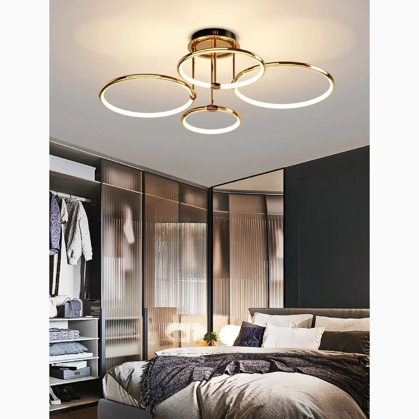 Bagolino | Luxury Ring LED Chandelier made of Electroplated Metal for Living Room, Bedroom