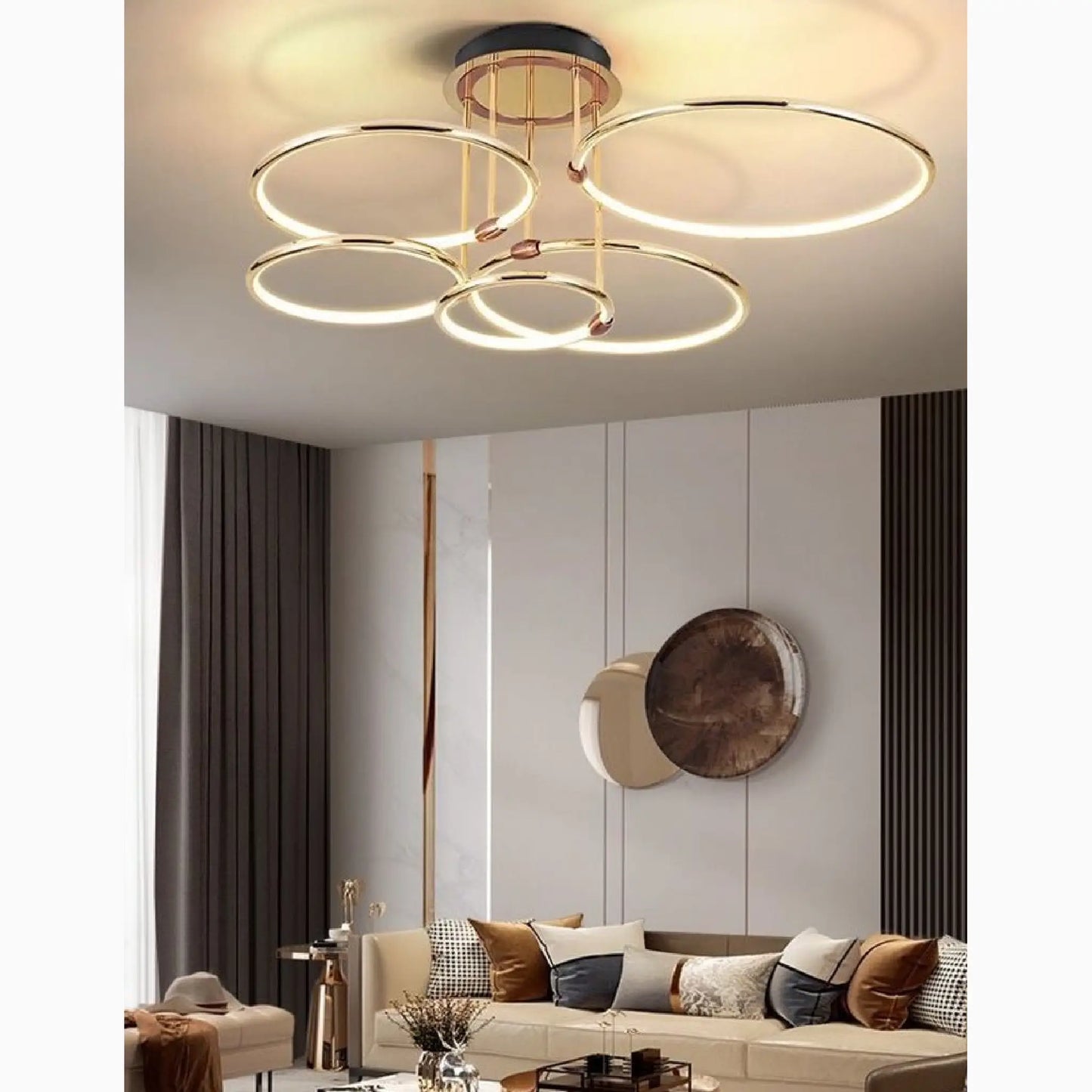 Bagolino | Luxury Ring LED Chandelier made of Electroplated Metal for Living Room, Bedroom