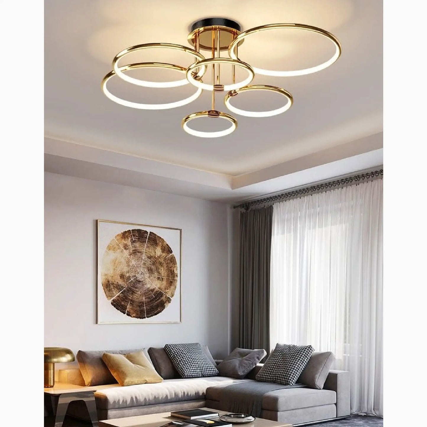 Bagolino | Luxury Ring LED Chandelier made of Electroplated Metal for Living Room, Bedroom