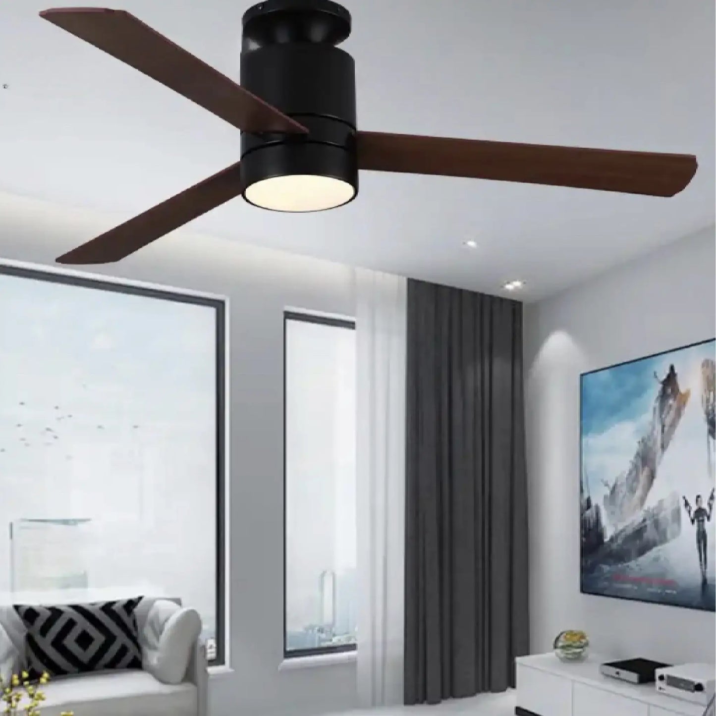 Barengo | 40-50" Ceiling Fan Without Light with Solid Wood Blades and Remote Control