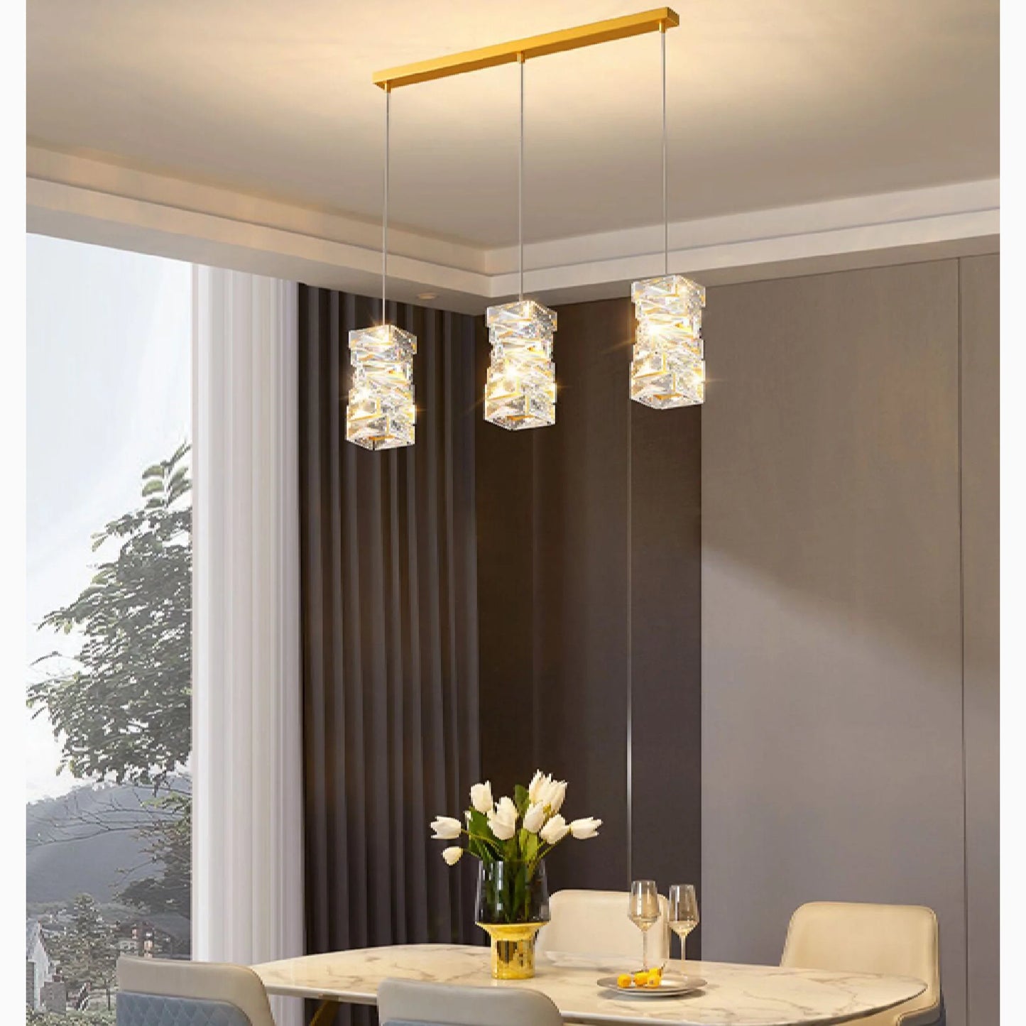 Mioglia | Art Deco Copper LED Crystal Pendant Lamp