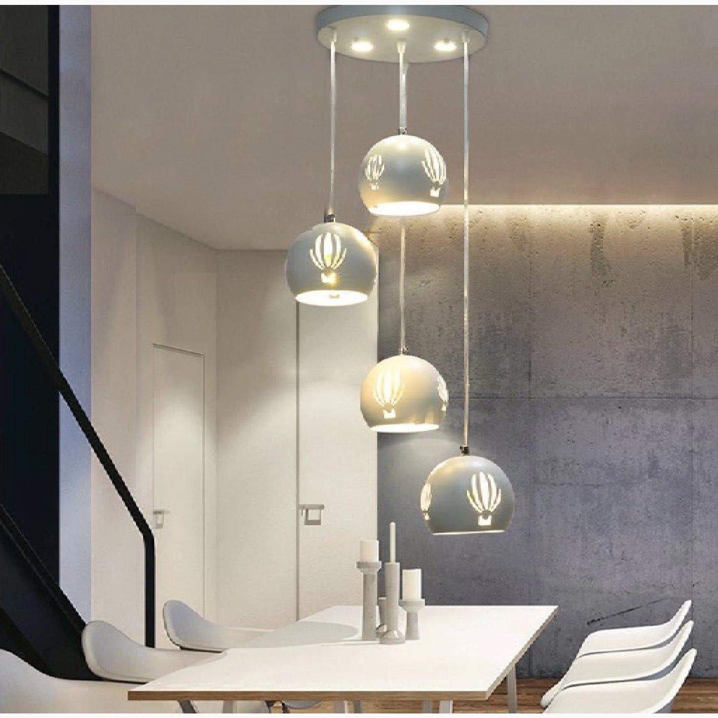 Touët-sur-Var | White Small Hanging Lamp for Dining Room