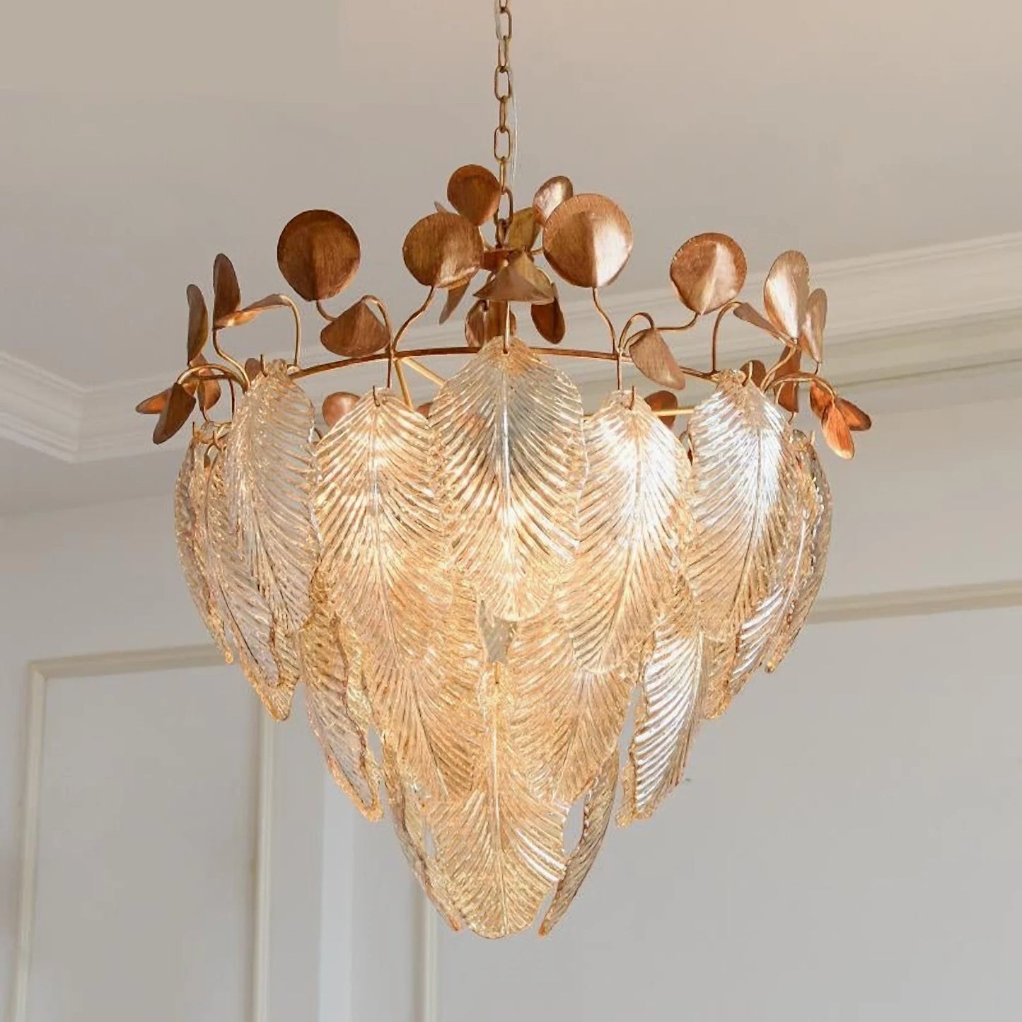 Uster | Glass leaves Chandelier for Living Room