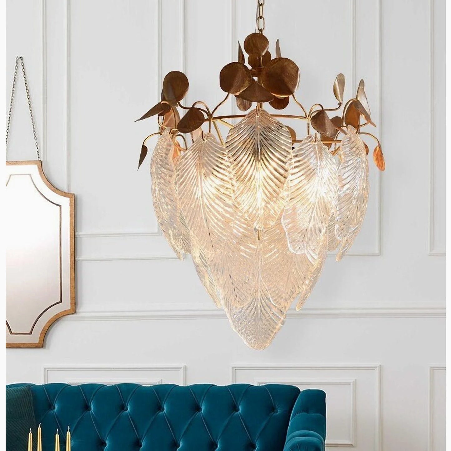 Uster | Glass leaves Chandelier for Living Room