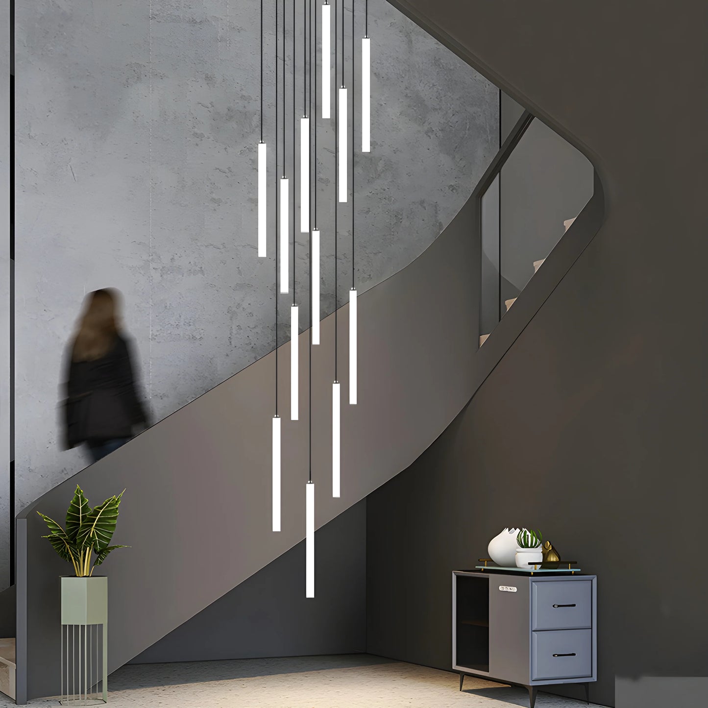 Valderoure | Vertical Spiral Staircase Pendant Lighting