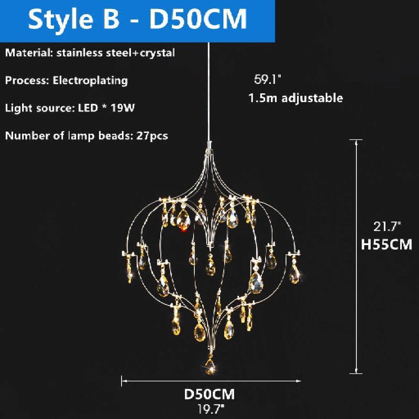 Vernier | Luxury LED Chandelier Heart Shaped for Dining Room, Living Room