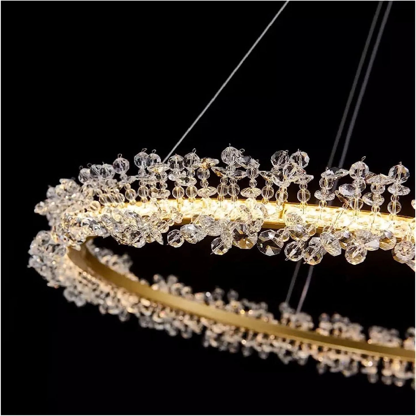 Versoix | Creative Crystal LED Pendant Light in the Shape of Rings for Living Room