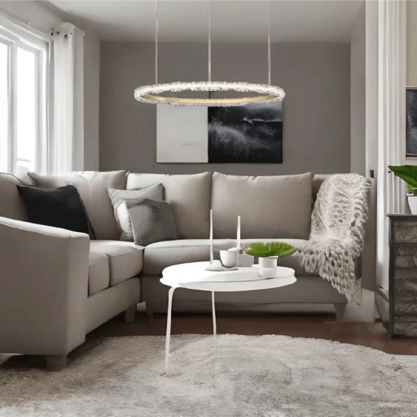 Versoix | Creative Crystal LED Pendant Light in the Shape of Rings for Living Room