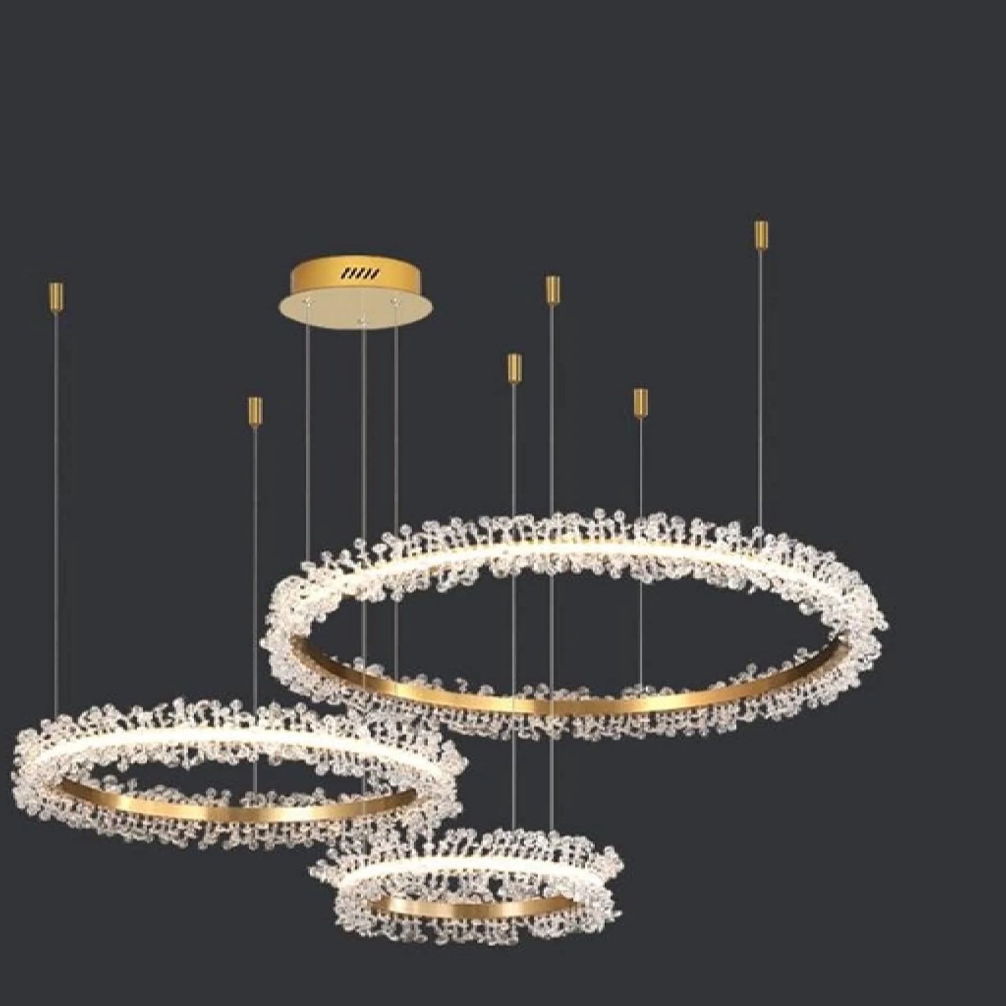 Versoix | Creative Crystal LED Pendant Light in the Shape of Rings for Living Room