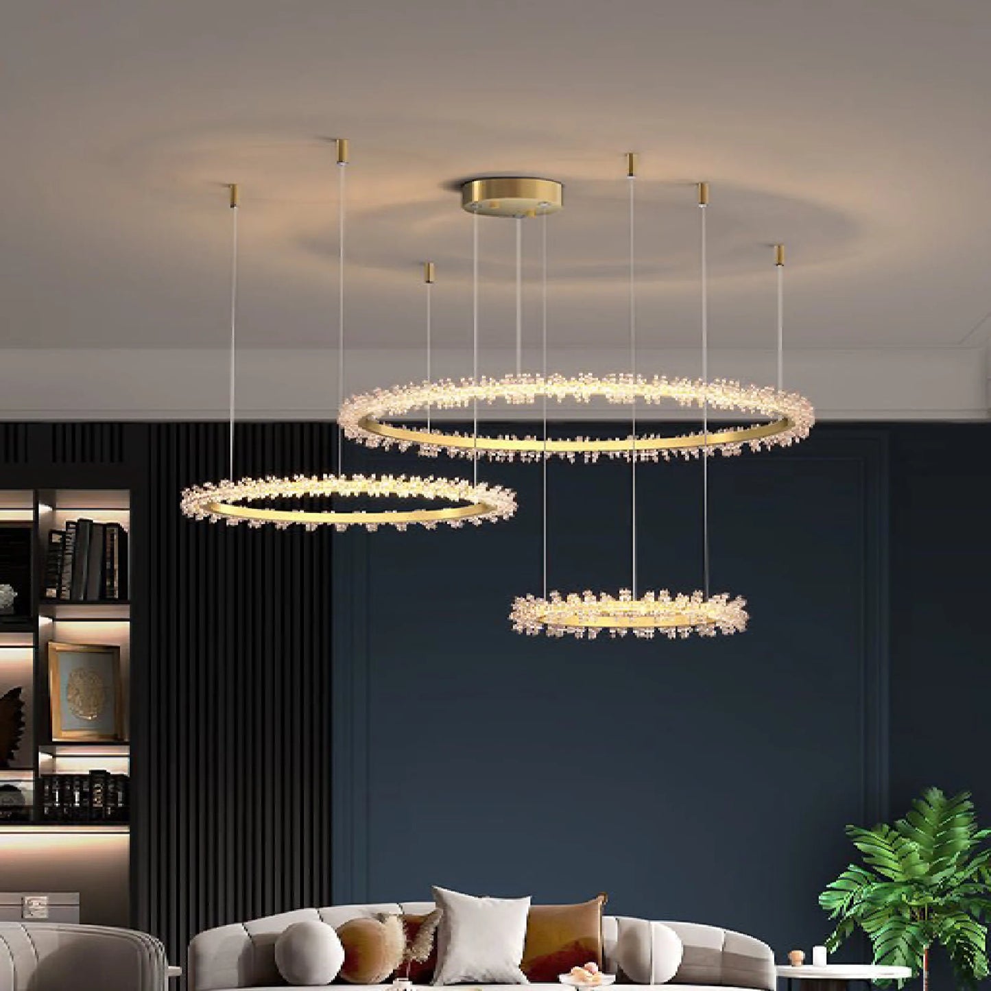 Versoix | Creative Crystal LED Pendant Light in the Shape of Rings for Living Room