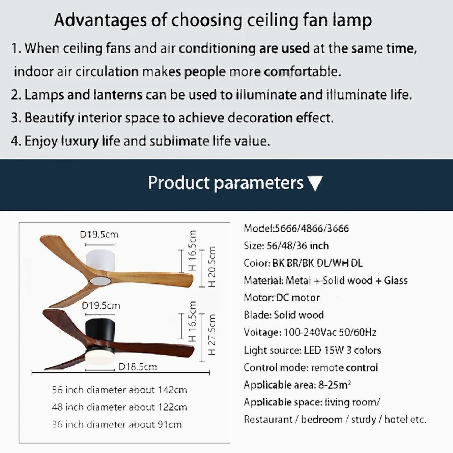 Vigo | Modern Ceiling Fan with Lamp and Remote Control