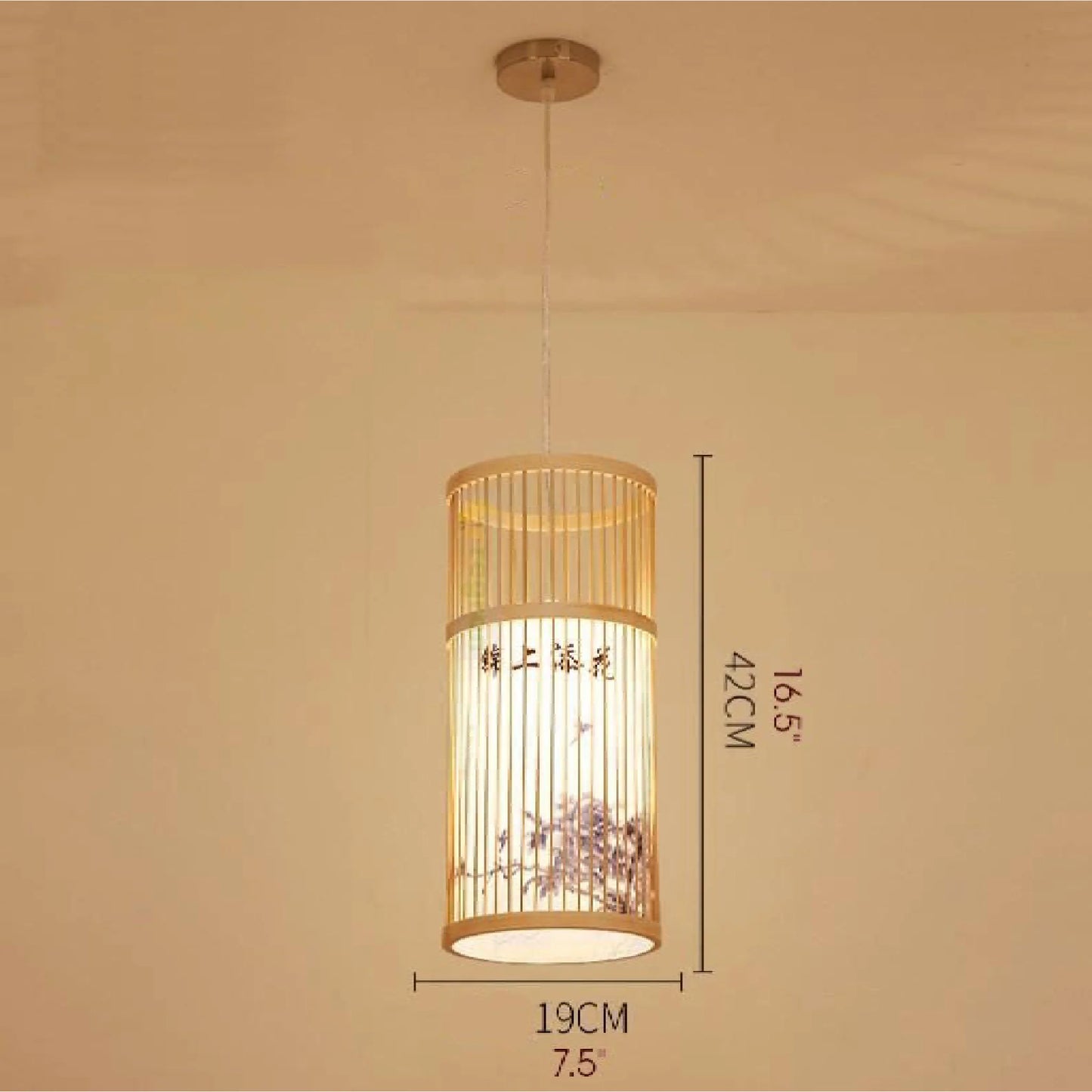 Ypres | Creative Drum Japanese Chandelier made of Bamboo and Silk for Bedroom