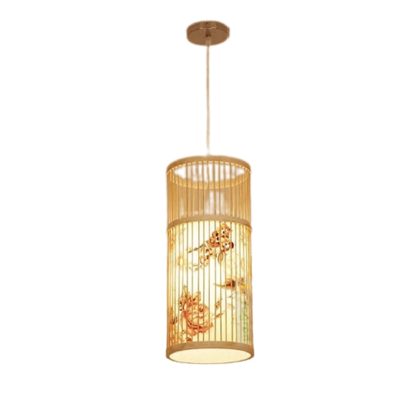 Ypres | Creative Drum Japanese Chandelier made of Bamboo and Silk for Bedroom