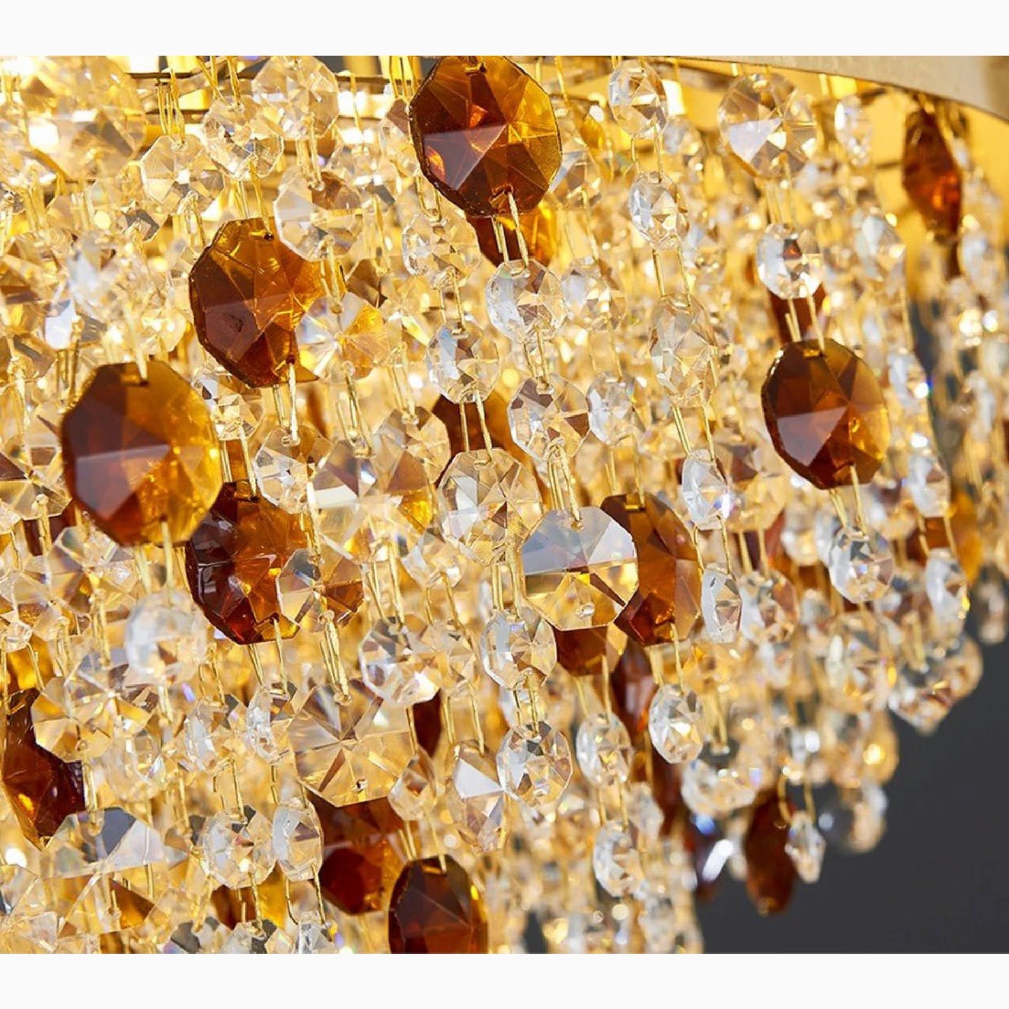 Zeme | Creative Luxury Round Gold Colored Crystal Chandelier