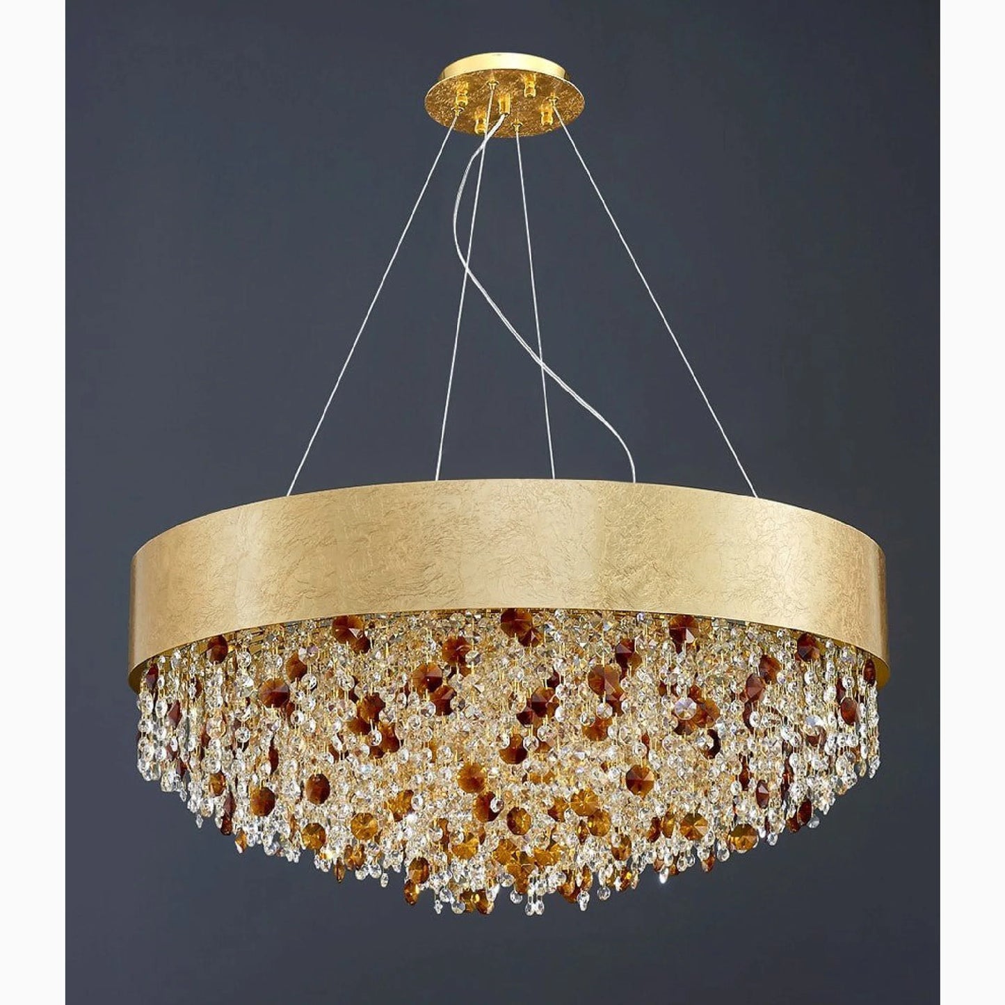 Zeme | Creative Luxury Round Gold Colored Crystal Chandelier