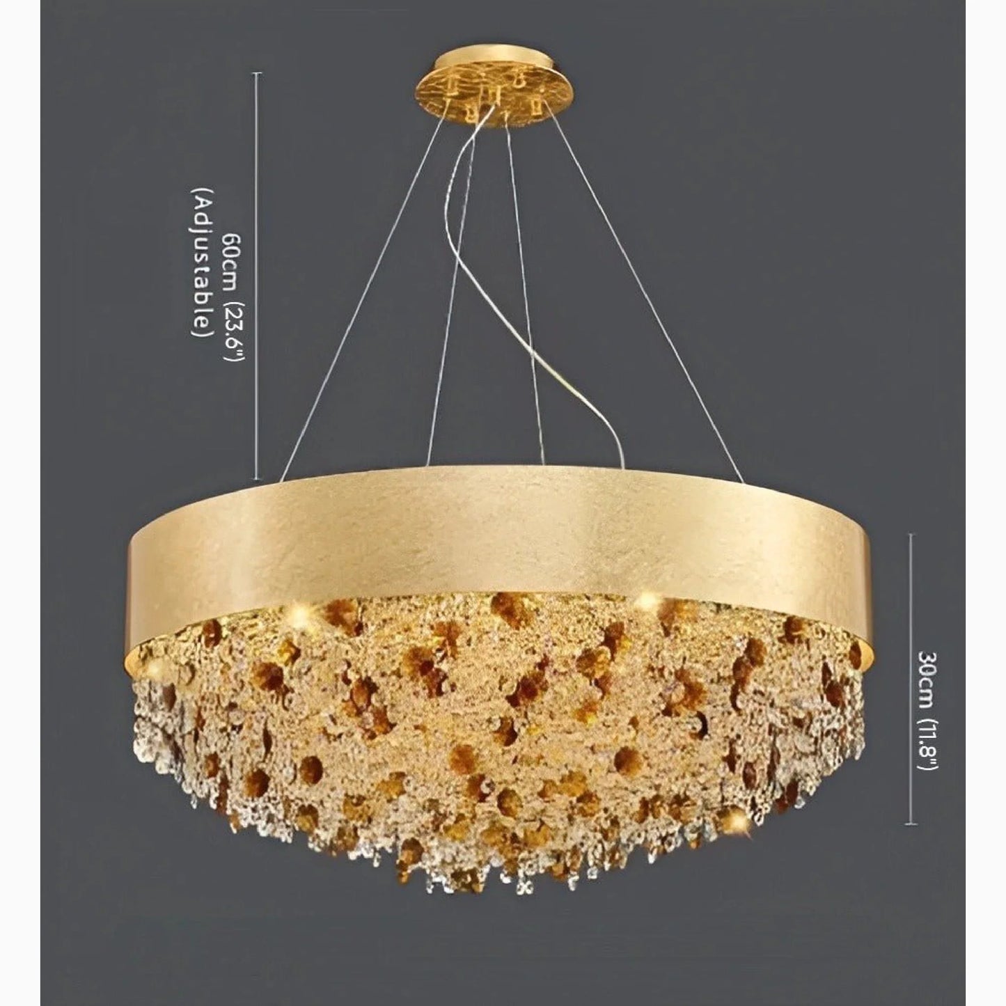 Zeme | Creative Luxury Round Gold Colored Crystal Chandelier