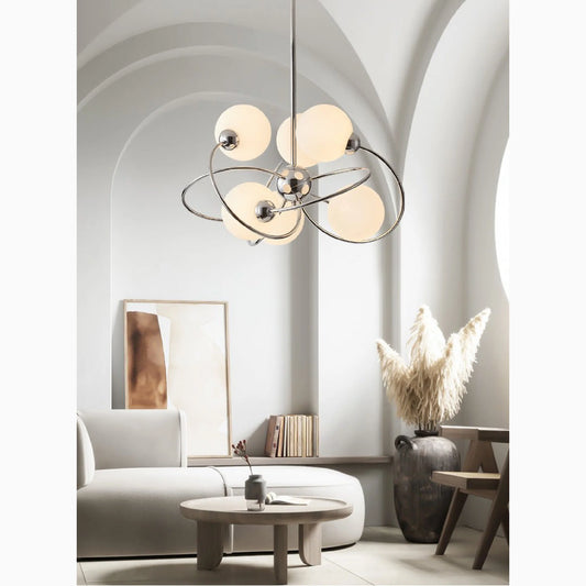 Zibido San Giacomo | Glass LED Ball Chrome Plated Metal Chandelier