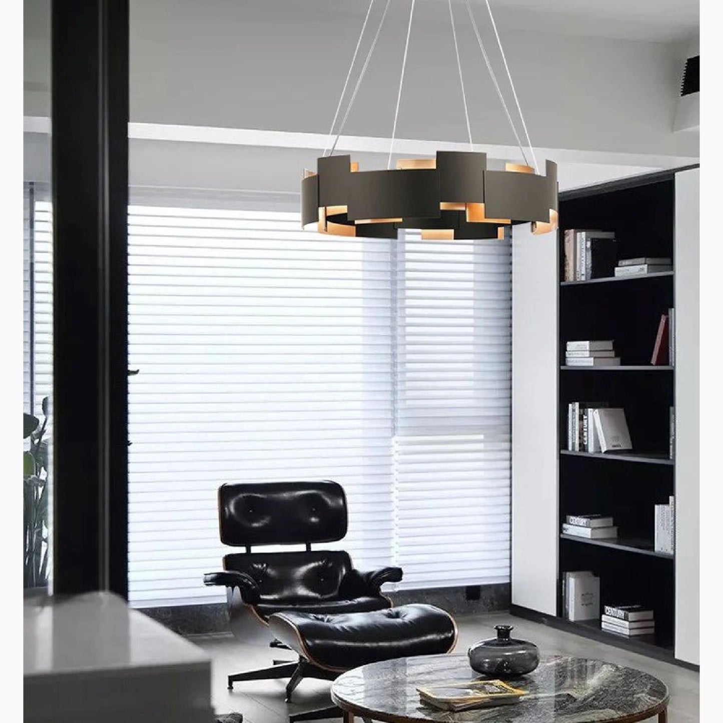 Zottegem | Modern Drum Black Luminaire Art LED Lights for Bedroom, Dining Room