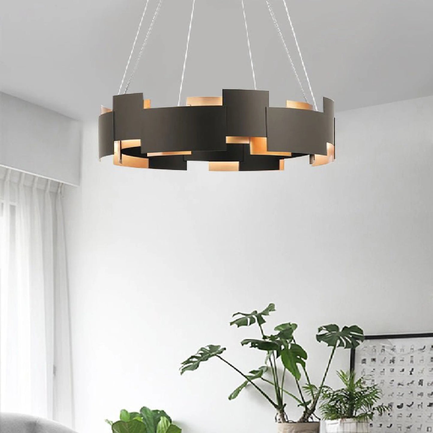 Zottegem | Modern Drum Black Luminaire Art LED Lights for Bedroom, Dining Room