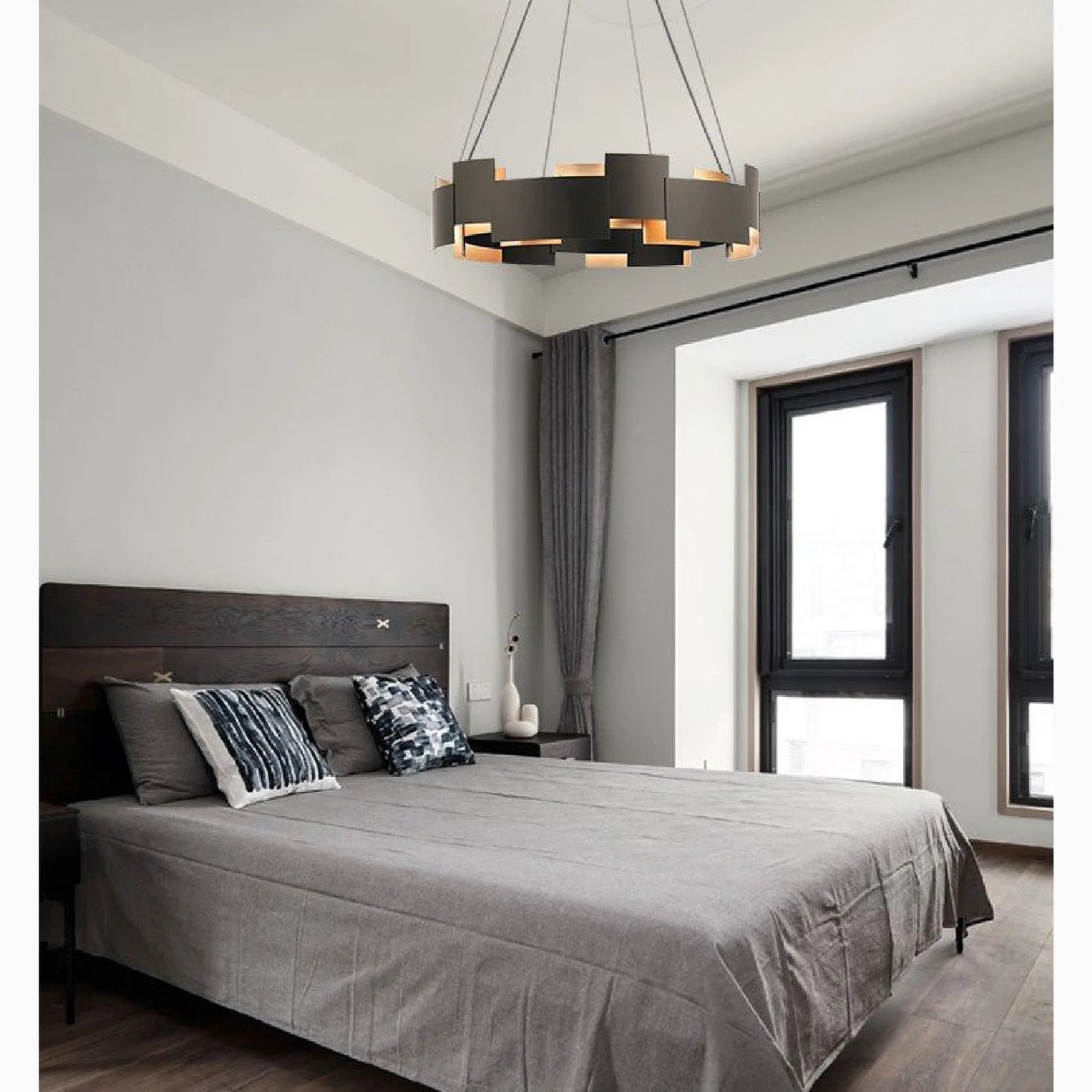 Zottegem | Modern Drum Black Luminaire Art LED Lights for Bedroom, Dining Room