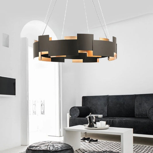 Zottegem | Modern Drum Black Luminaire Art LED Lights for Bedroom, Dining Room