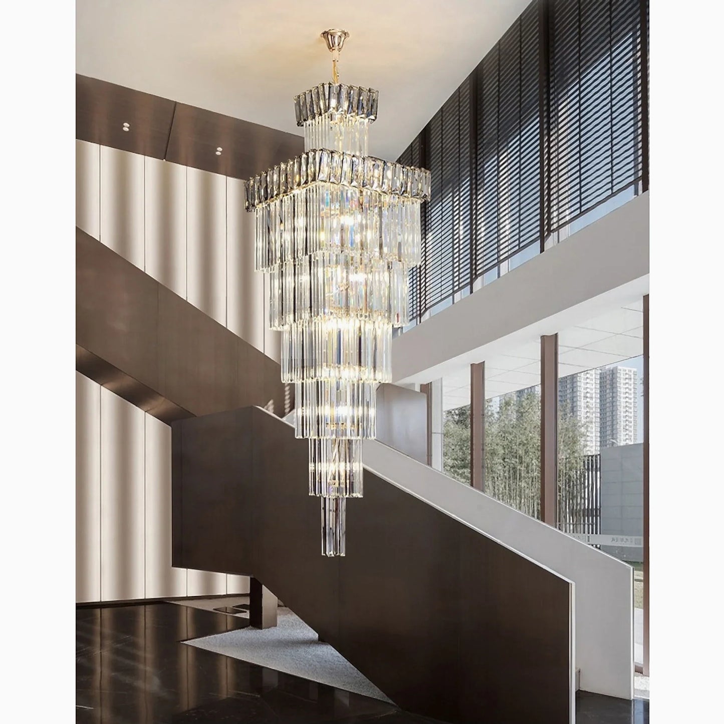 Beuil | High-end Villa Staircase Square Crystal Chandelier