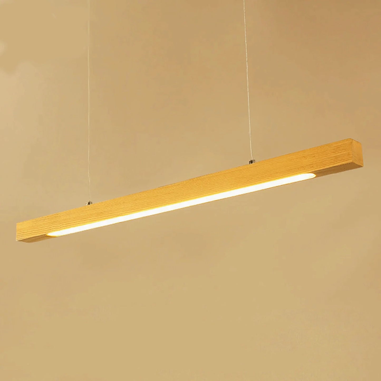 Tournefort | Natural Wood Linear Bar Chandelier for Dining Room, Kitchen