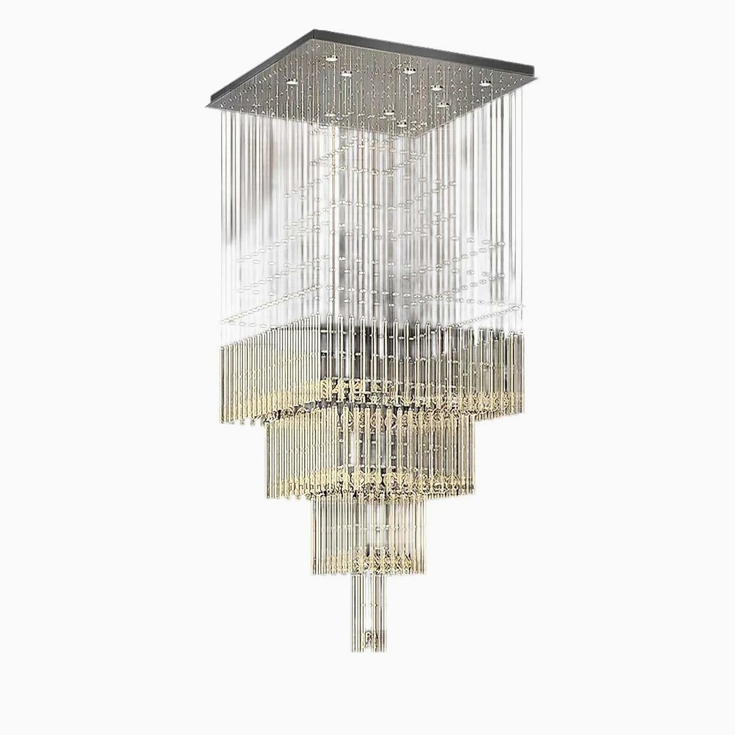 Tourrette-Levens | Modern Crystal LED Ceiling Chandelier with Square Base