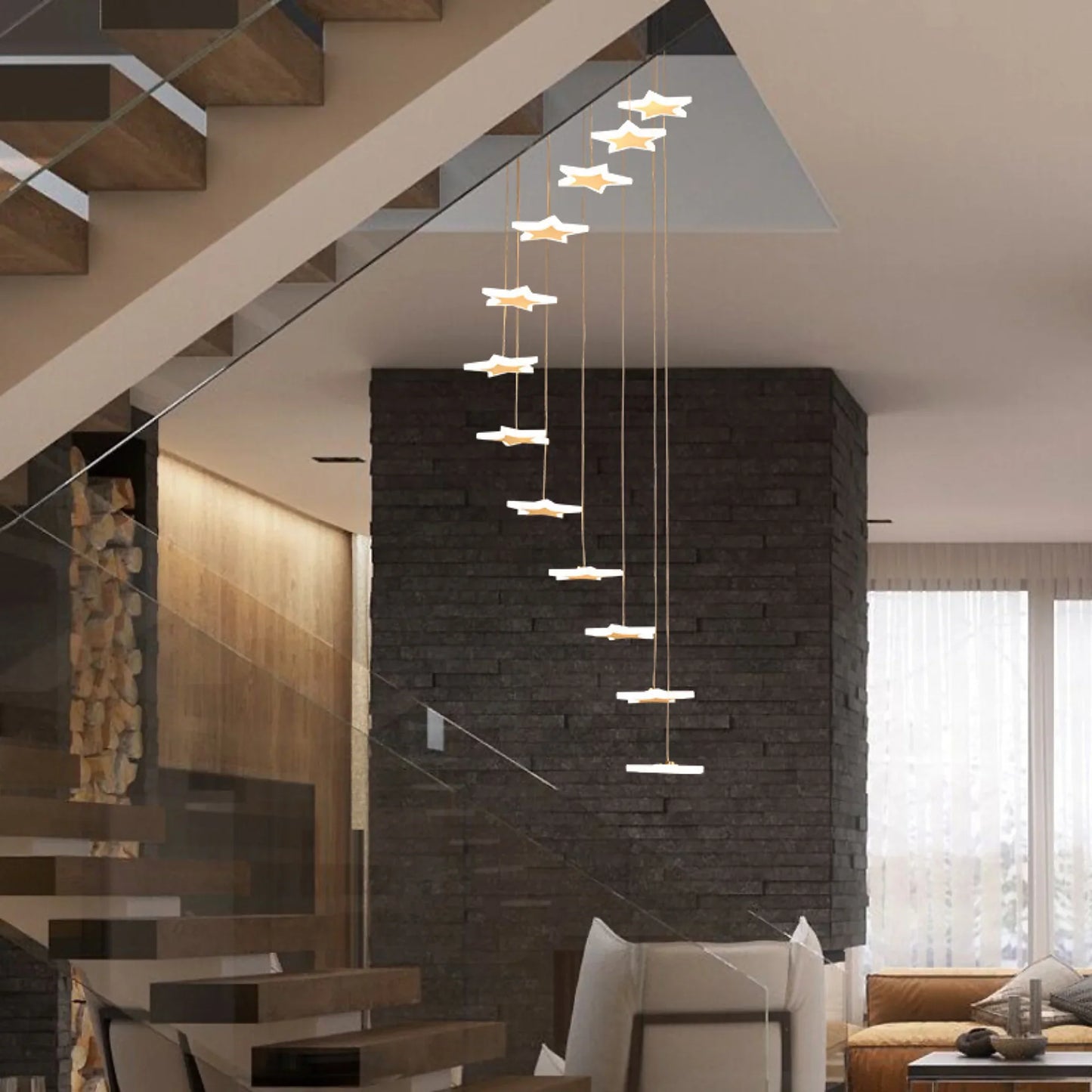 Valbonne | Stairway Star-Shaped Spiral Pendant Chandelier