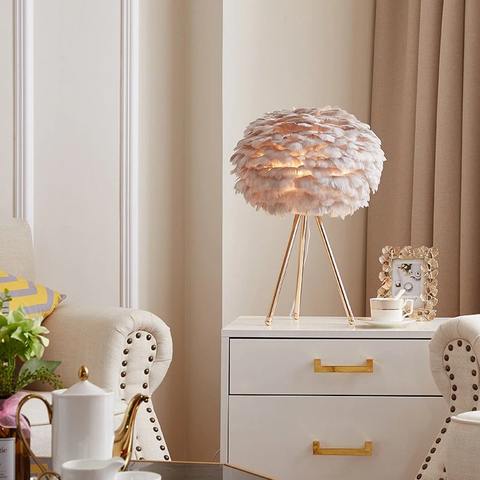 Modern Feather Table Lamp - Romantic Elegance