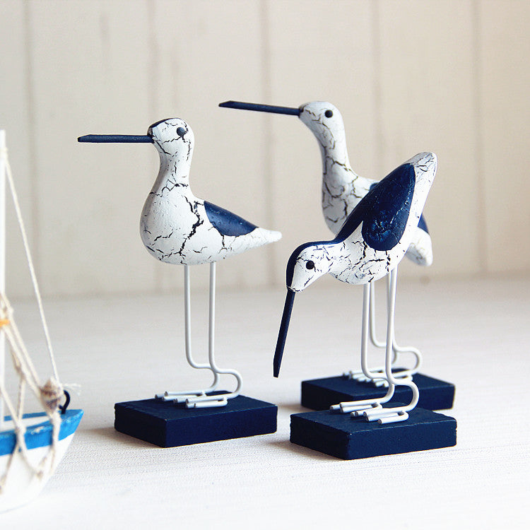 Wooden Seabirds Sculpture Decorative Art