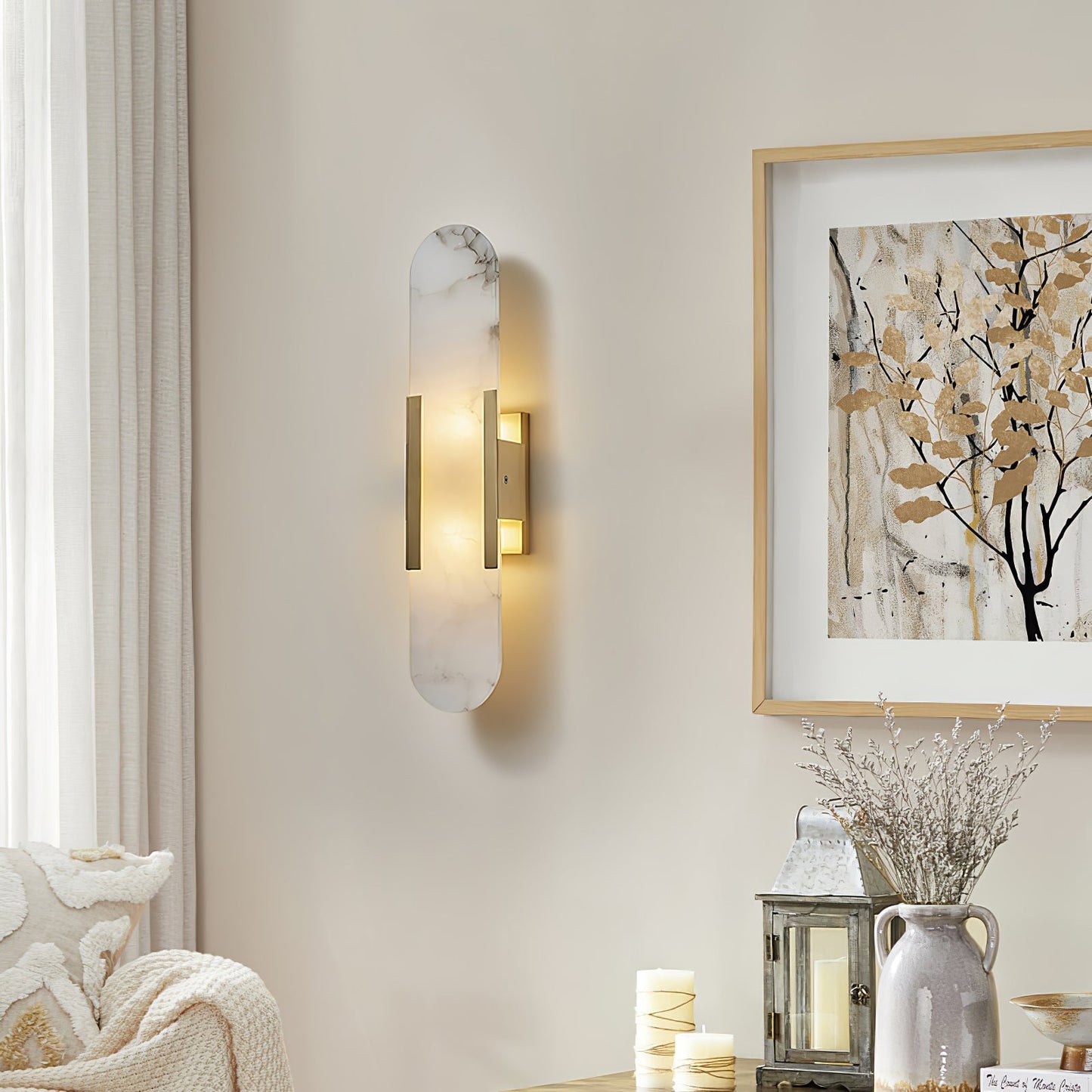 Melange Elongated Alabaster Wall Lamp