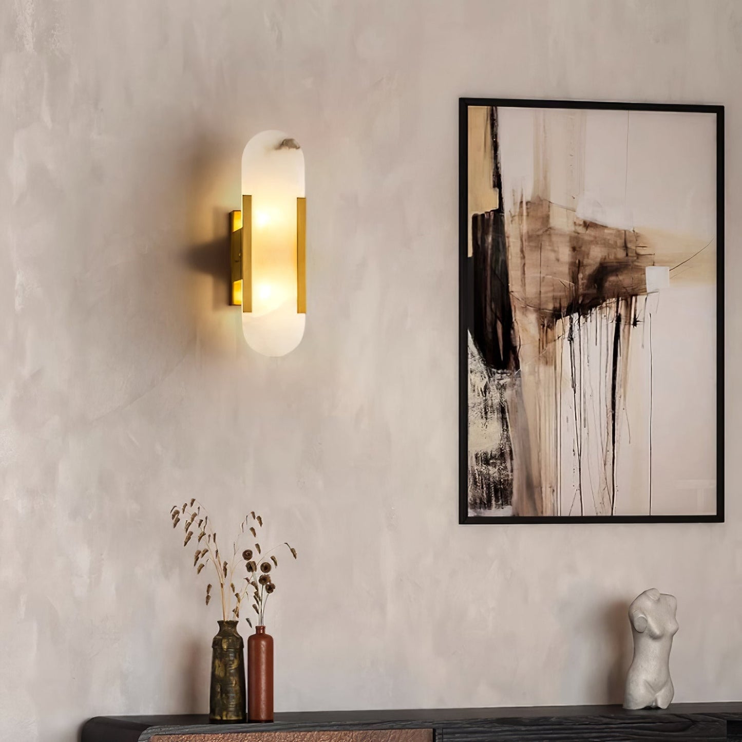 Melange Elongated Alabaster Wall Lamp