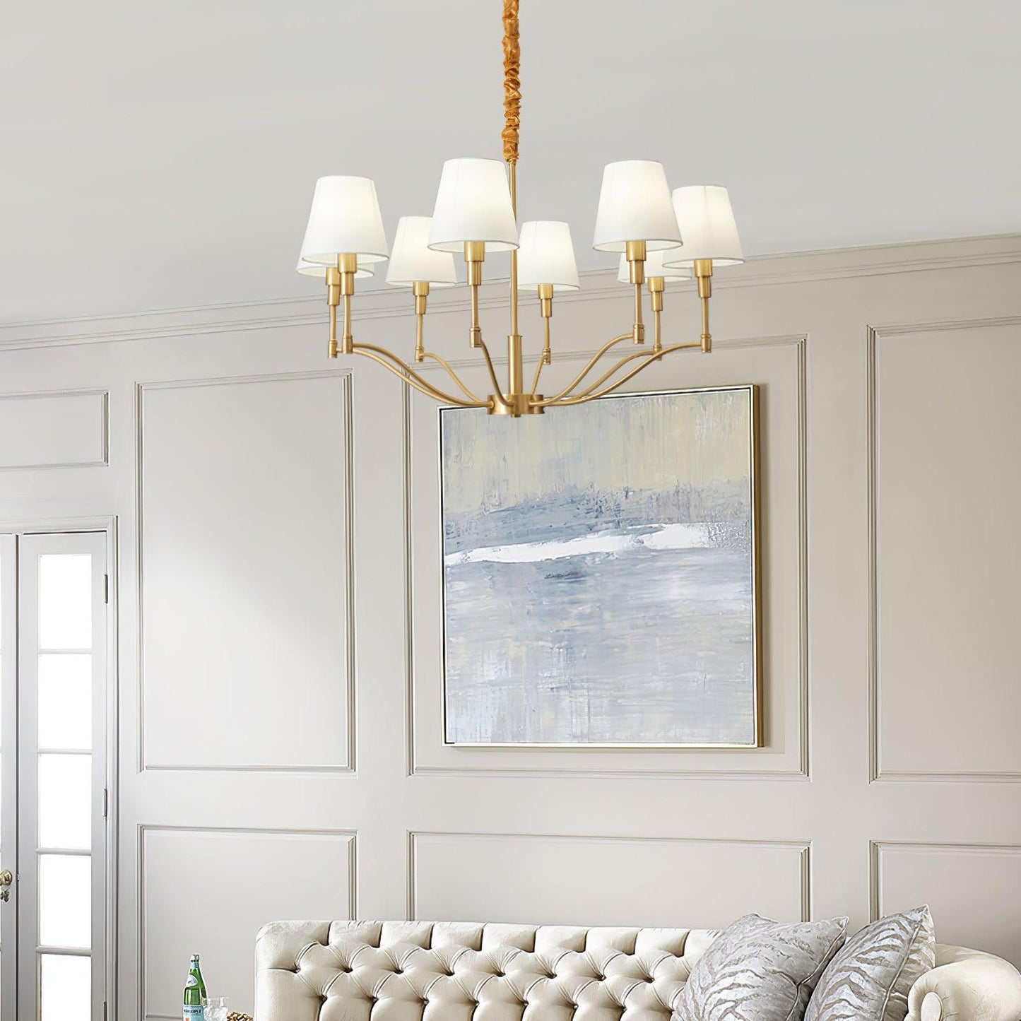 Meridian Mid Century Brass Chandelier