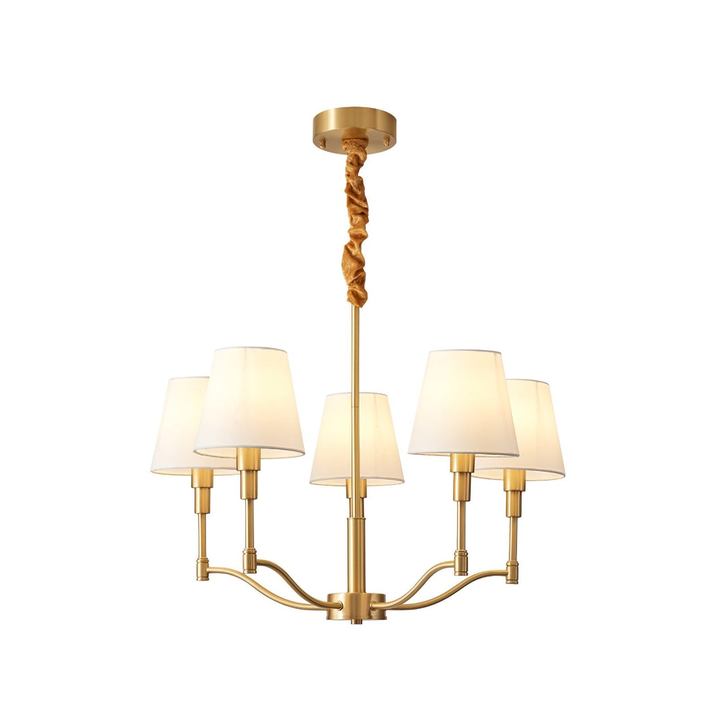 Meridian Mid Century Brass Chandelier