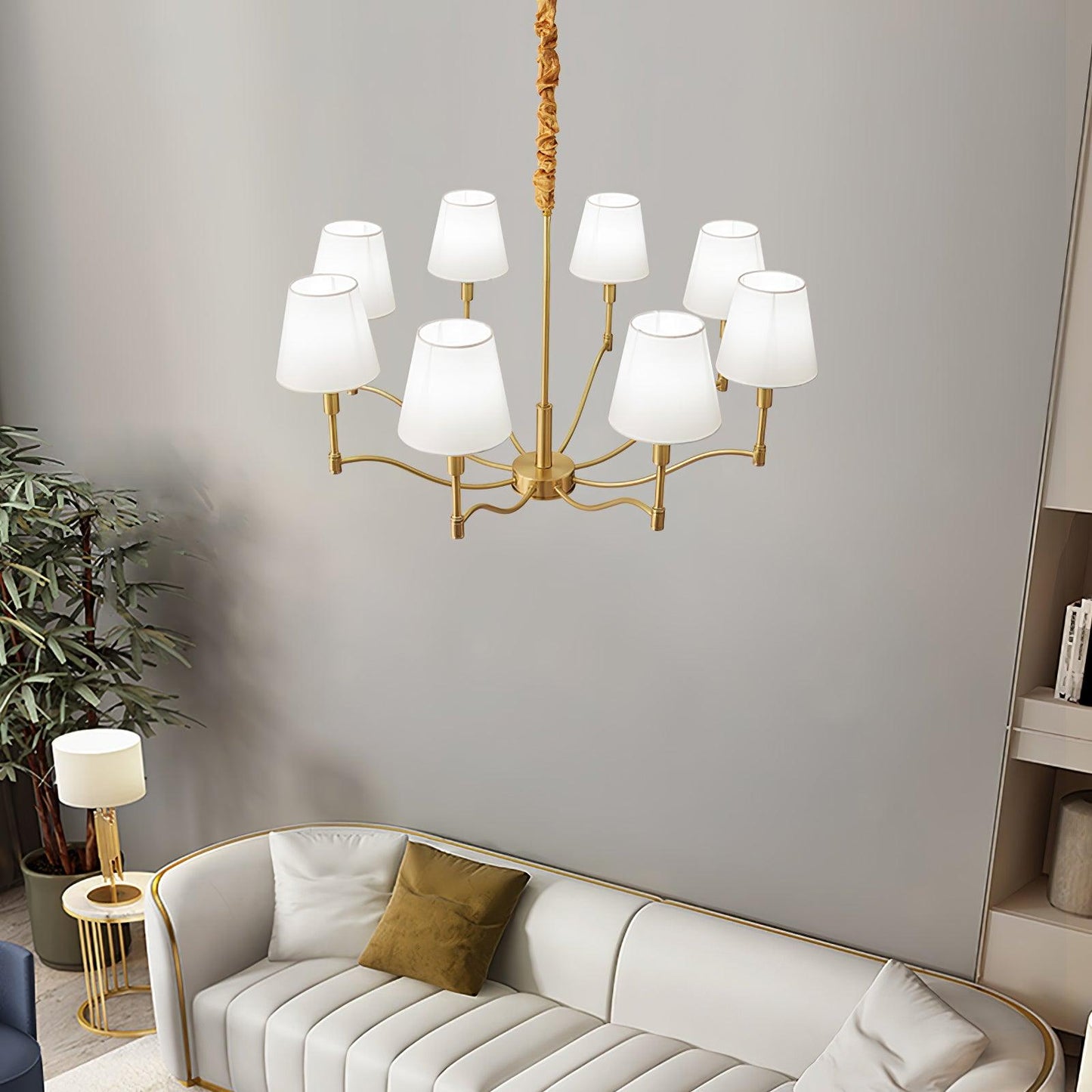 Meridian Mid Century Brass Chandelier