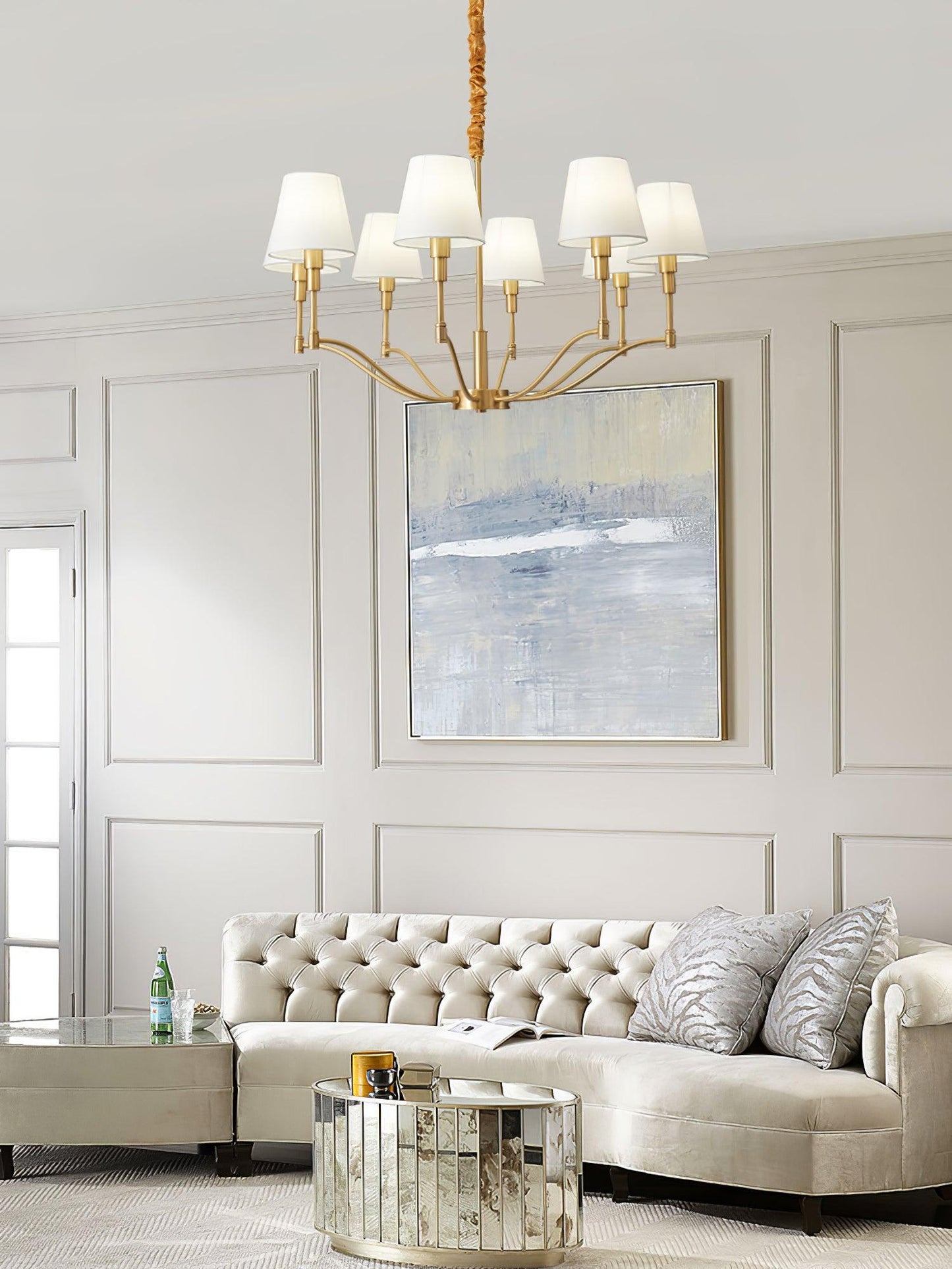 Meridian Mid Century Brass Chandelier