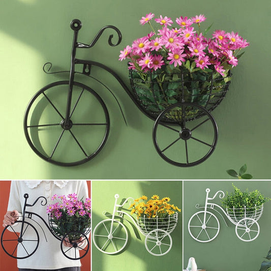 Bicycle Flower Basket Wall Hanging