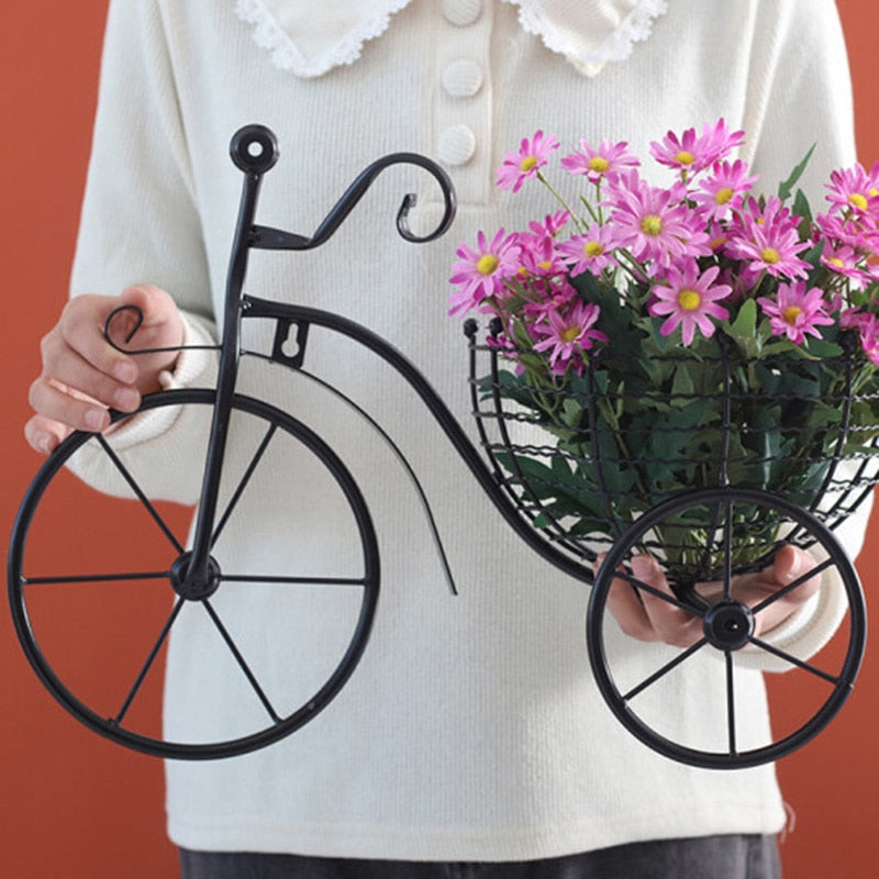 Bicycle Flower Basket Wall Hanging