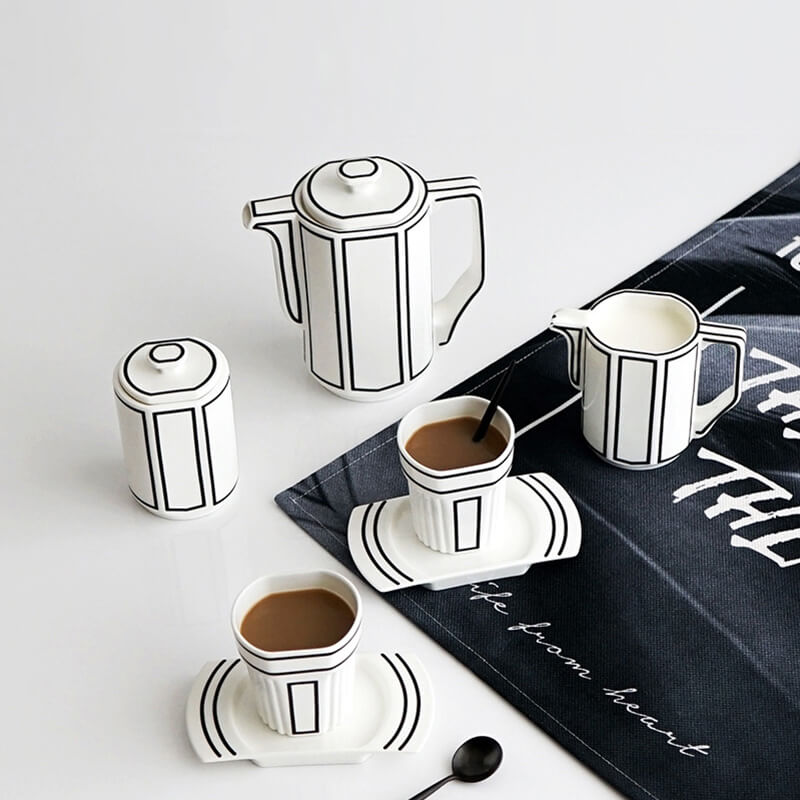 Minimalist Line Bone China Teapot