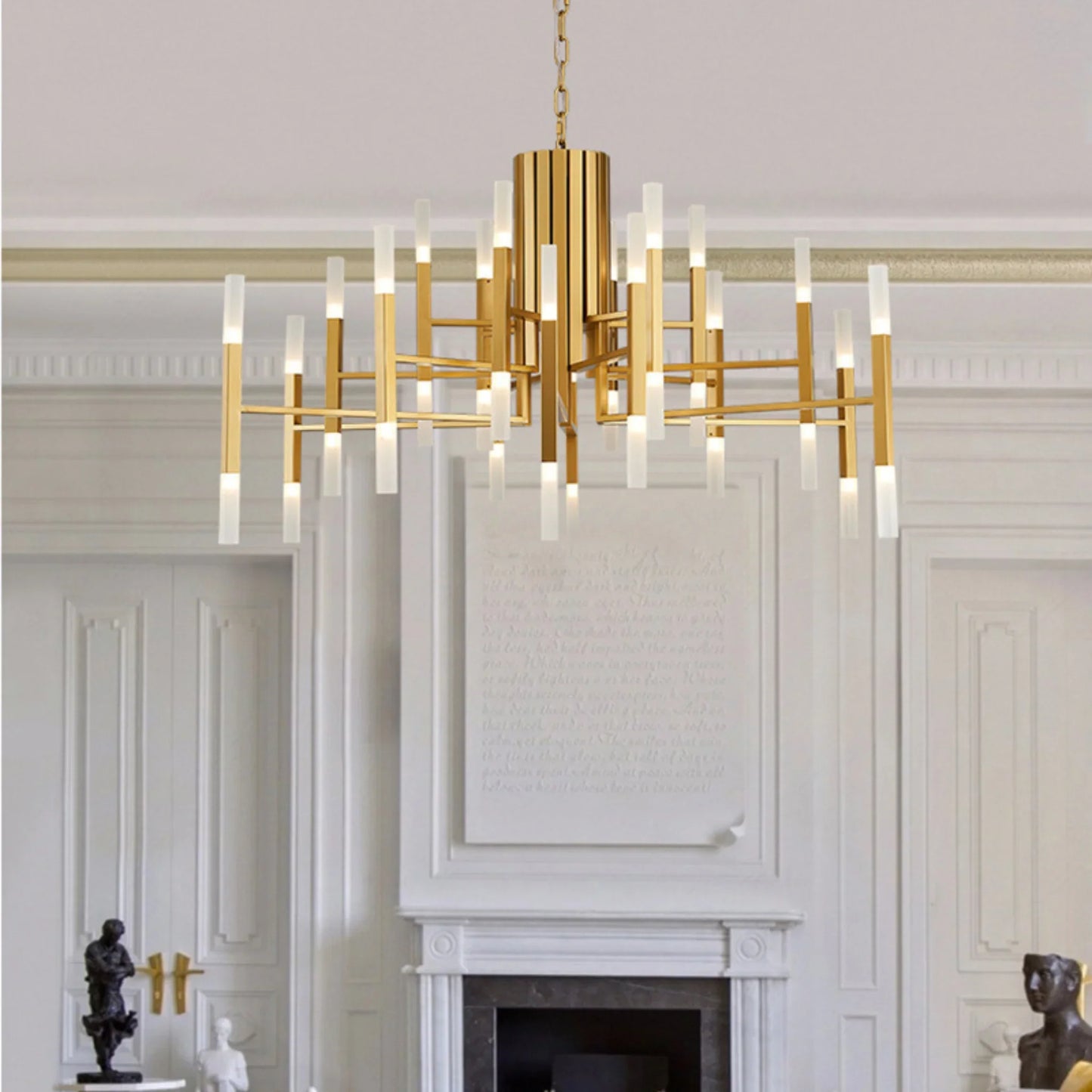 Zelbio | Gold/Black Postmodern LED Chandelier for Living Room