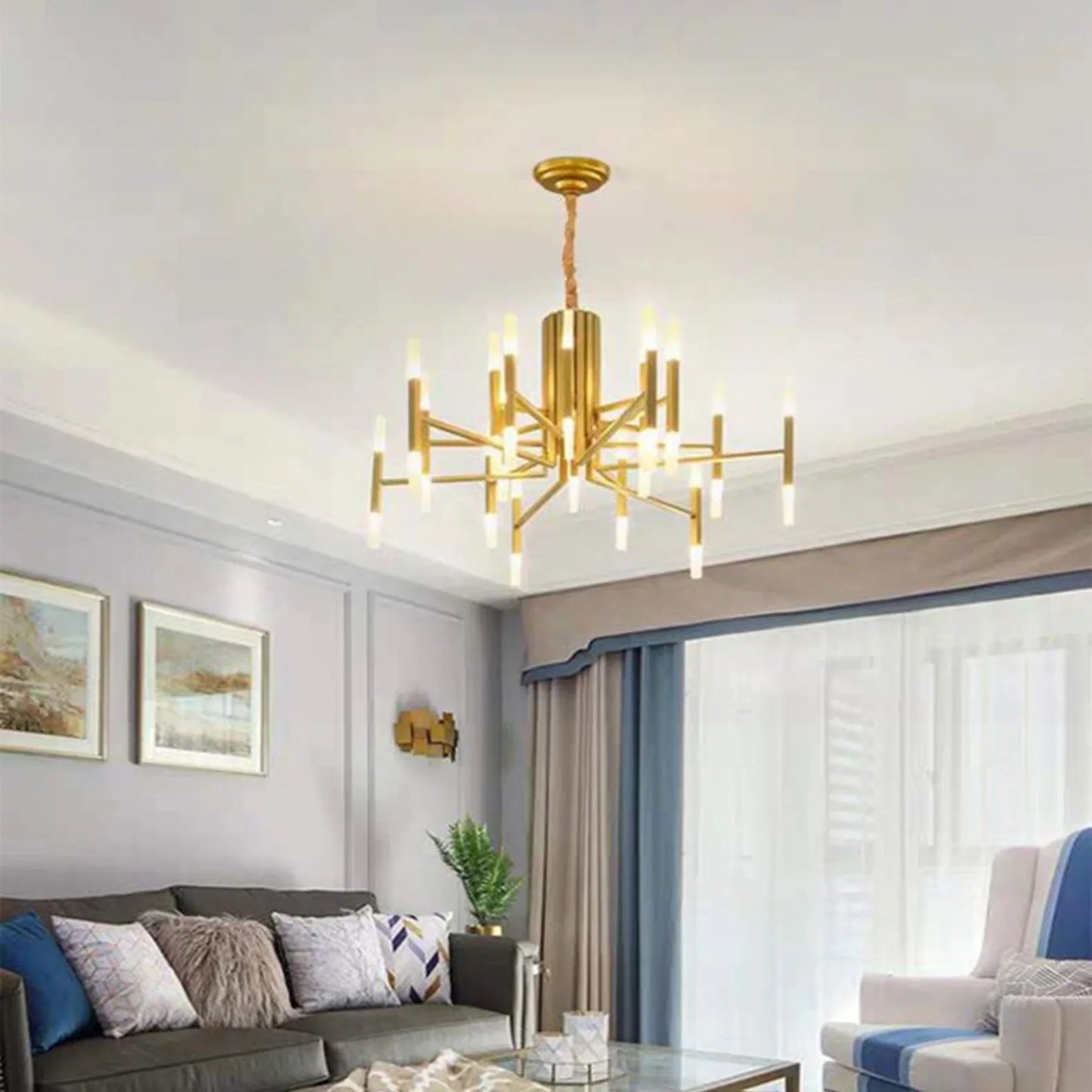 Zelbio | Gold/Black Postmodern LED Chandelier for Living Room