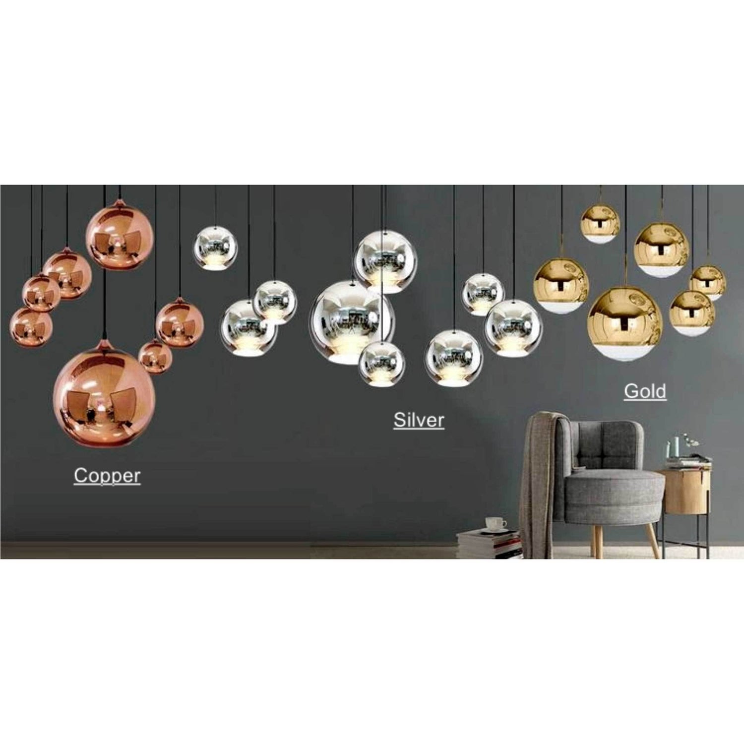 Mirror Glass Ball Pendant Light - Nordic Side - 